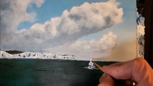 Malen mit Rainer: Eine Küstenlandschaft mit Wolken malen